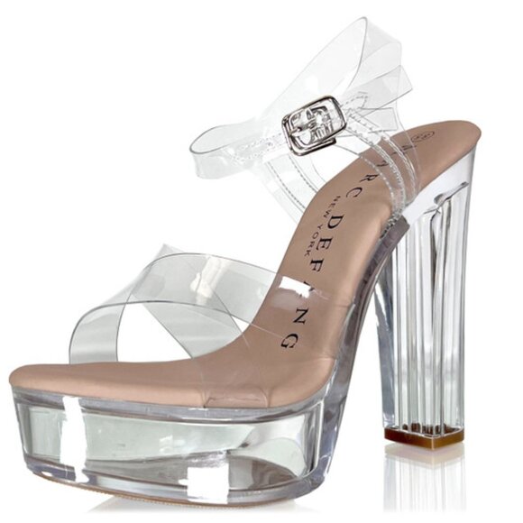 Cream and Tan Modern Minimalist Heels - Picture 1 of 2